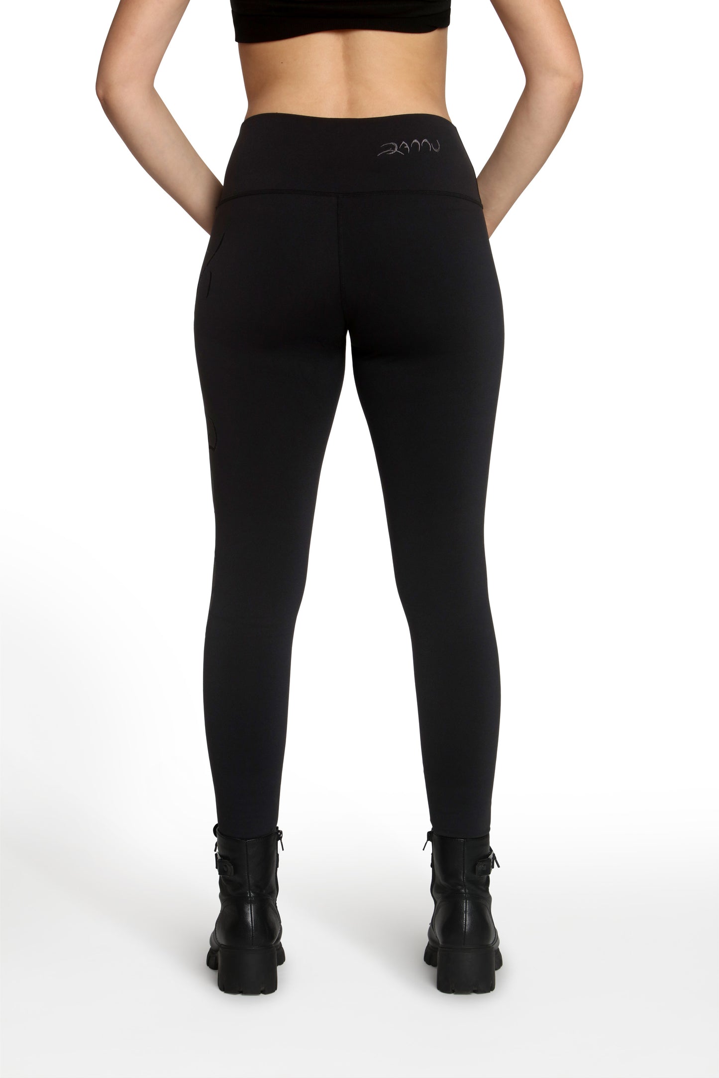 Astra Leggings - Metallic Gray Embroidery