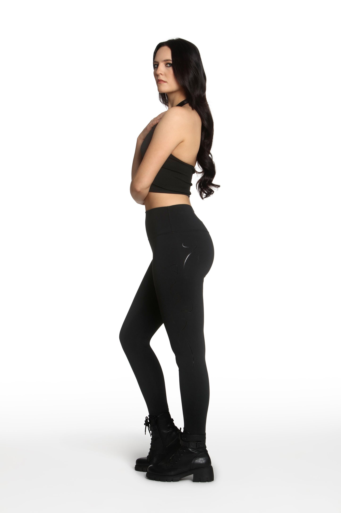 Astra Leggings - Black Metallic Heat Press