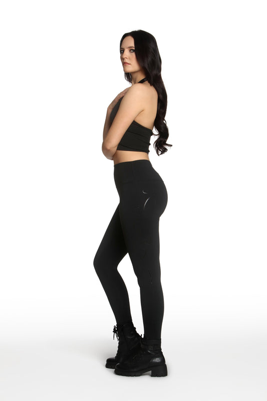 Astra Leggings - Black Metallic Heat Press