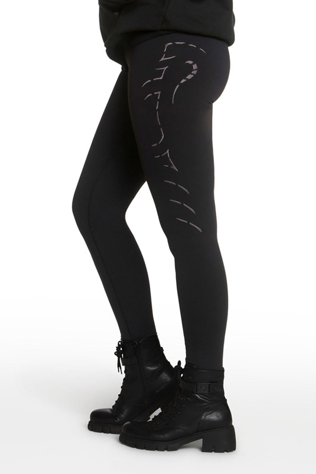 Queen Cobra Leggings - Metallic Gray Embroidery
