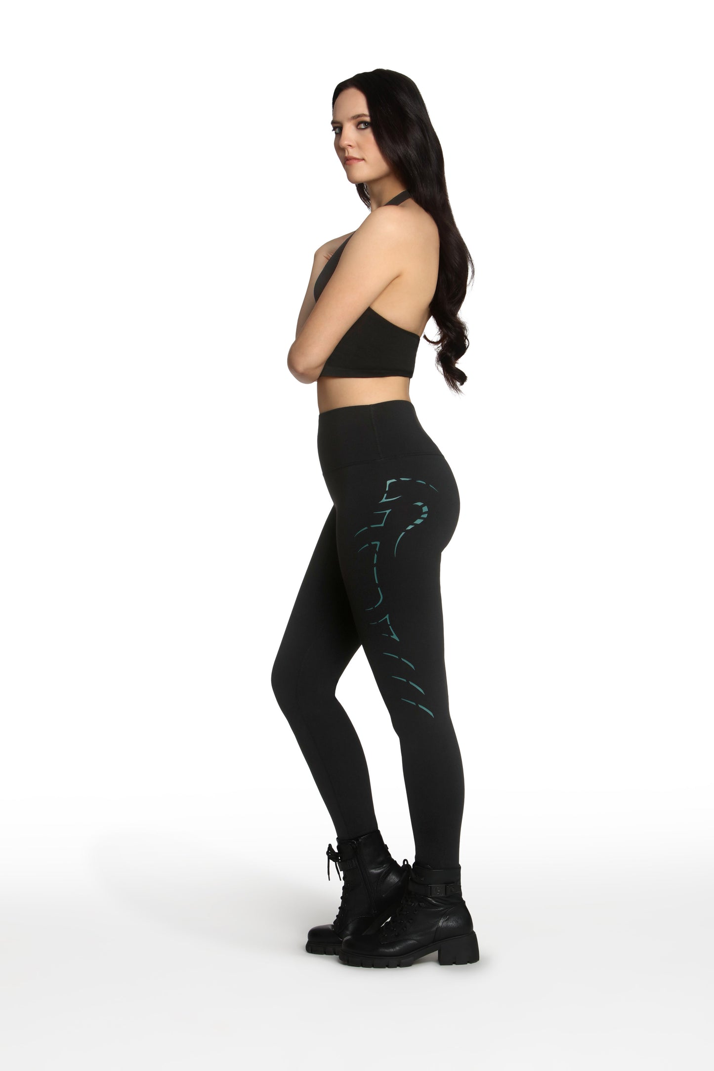Queen Cobra Leggings - Teal Green Heat Press