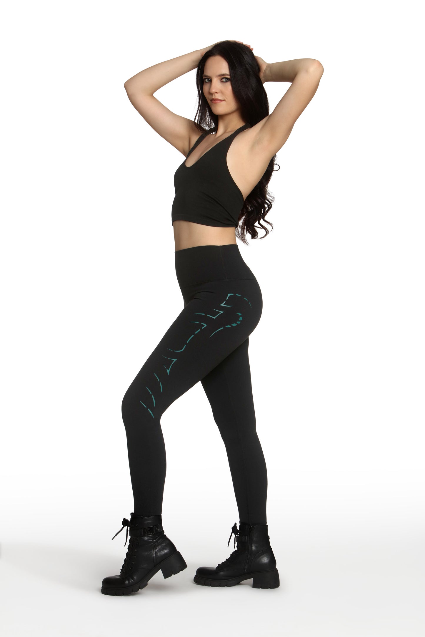 Queen Cobra Leggings - Teal Green Heat Press