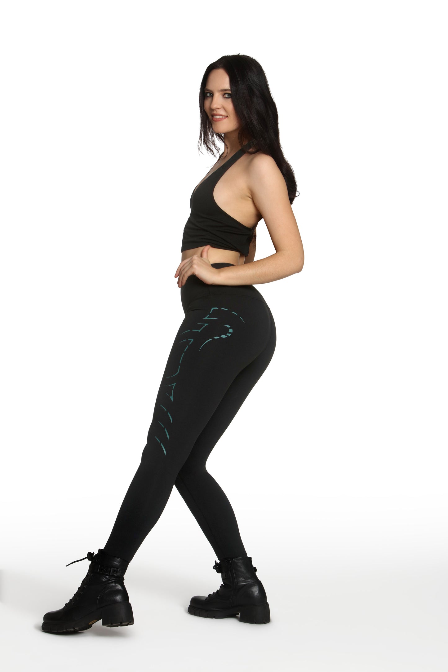 Queen Cobra Leggings - Teal Green Heat Press