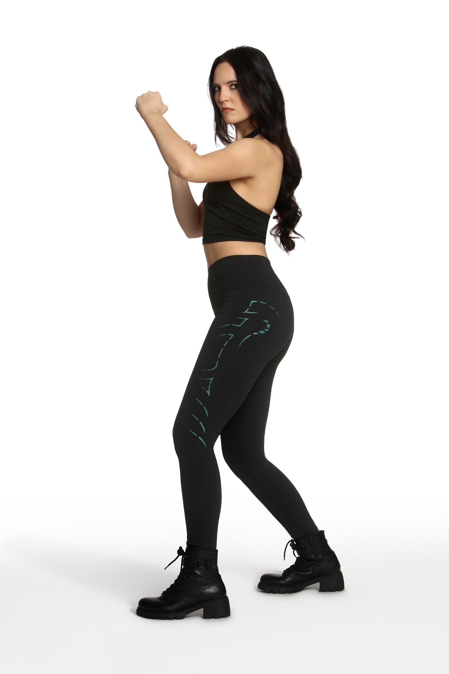 Queen Cobra Leggings - Teal Green Heat Press
