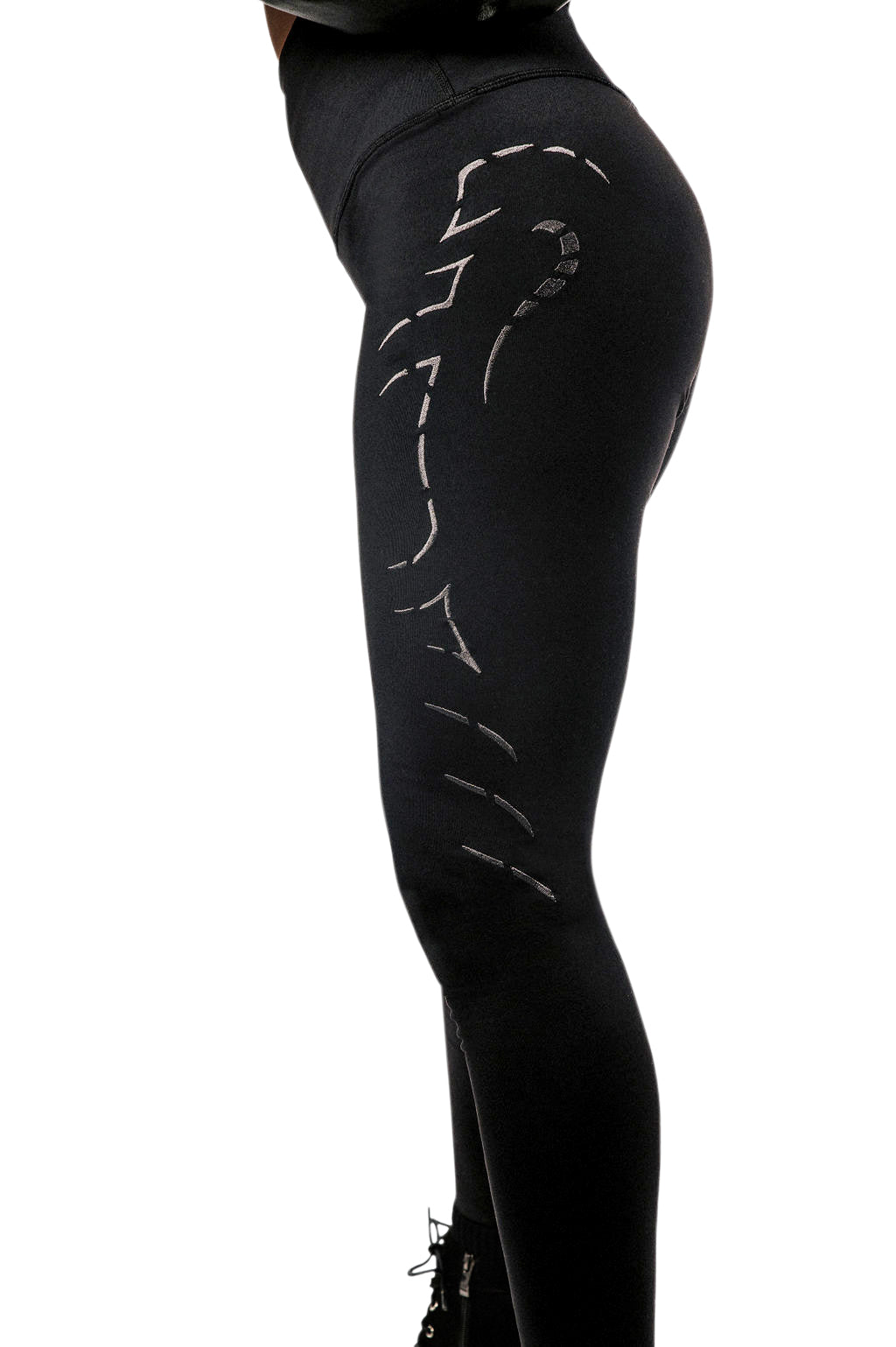 Queen Cobra Leggings - Metallic Gray Embroidery